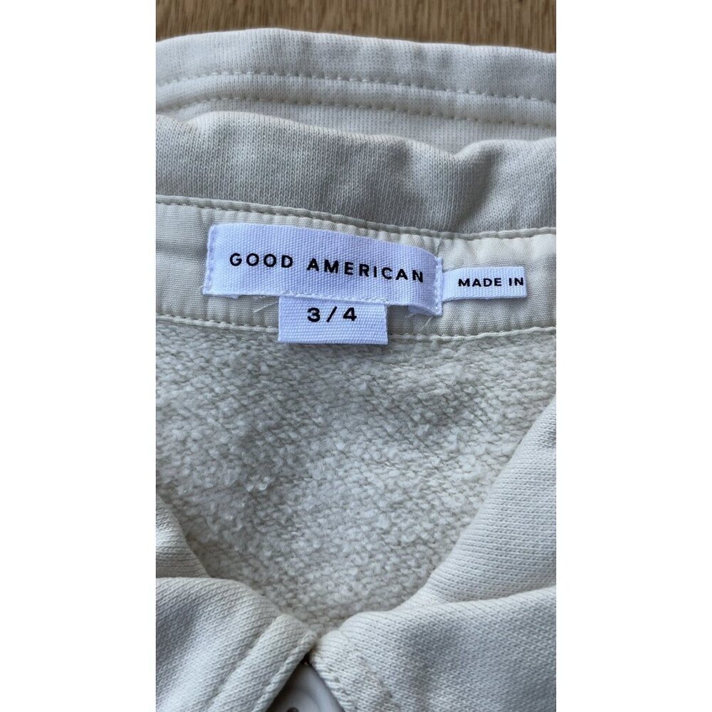 GSO235 Good American Cotton Fleece Shacket Shirt Jacket Size 3/4 Bone - Picture 13 of 14